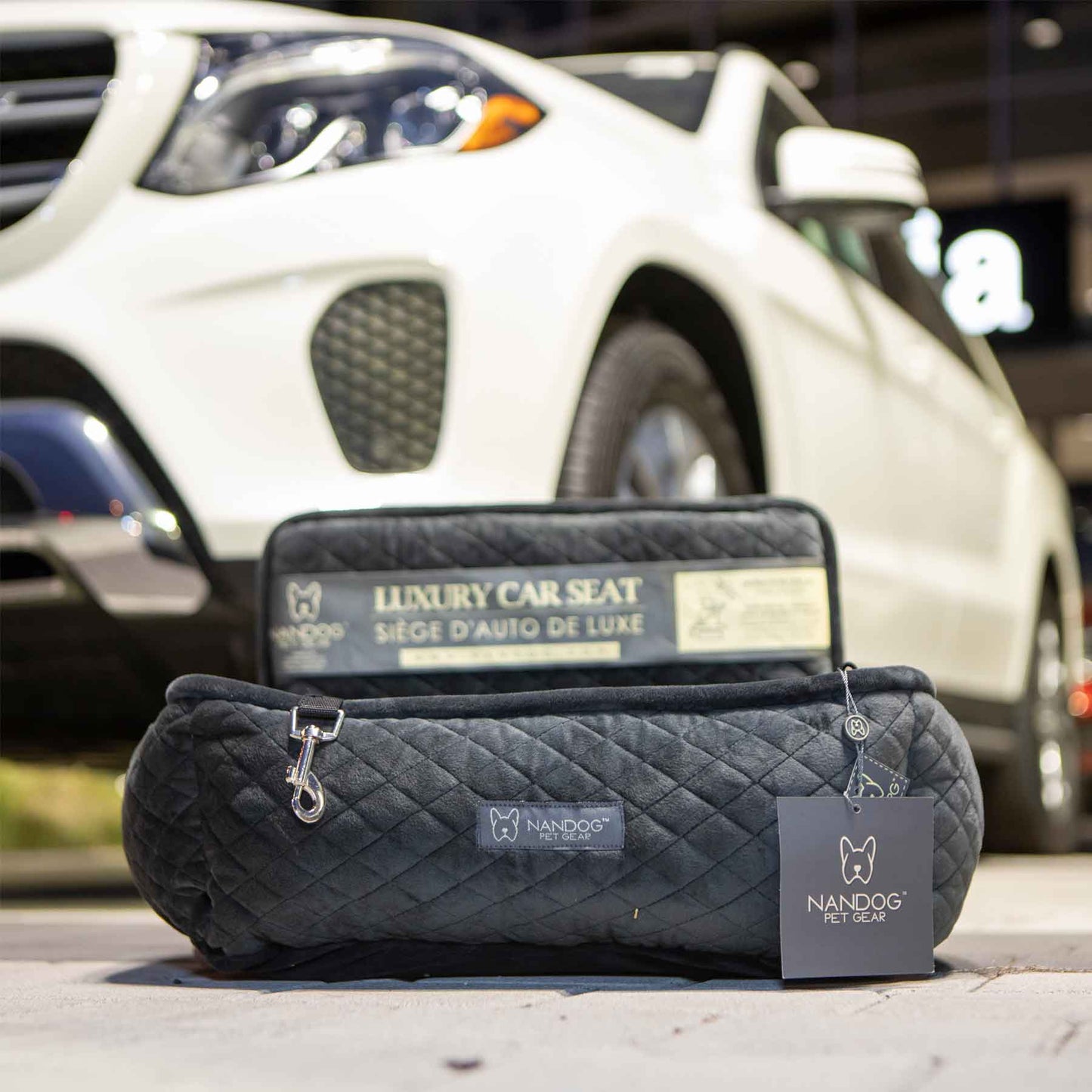 NANDOG 奶狗 寵物用汽車安全座椅 PLUSH DARK GREY