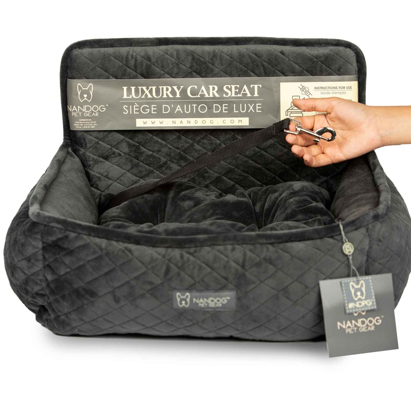NANDOG 奶狗 寵物用汽車安全座椅 PLUSH DARK GREY