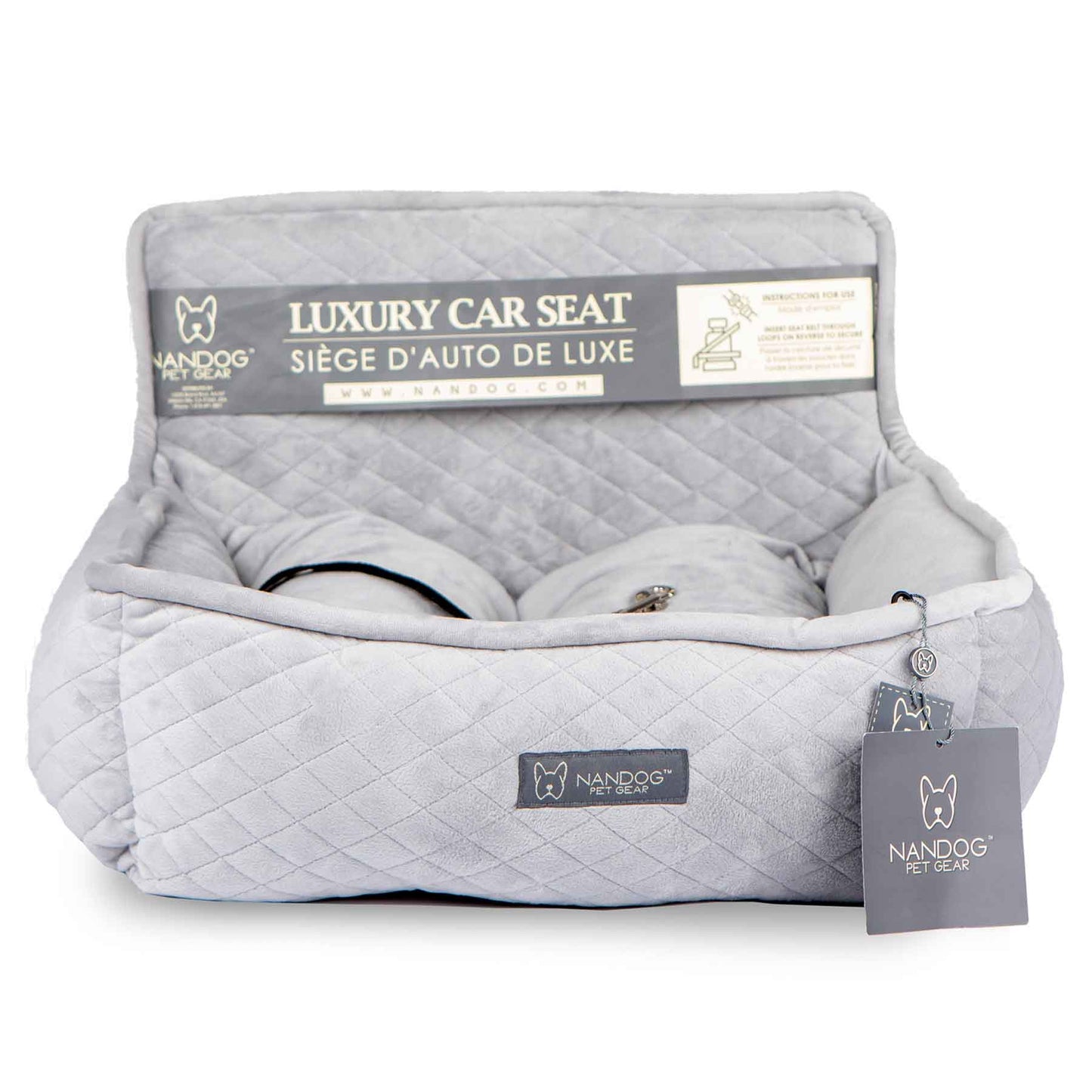 NANDOG 奶狗 寵物用汽車安全座椅 PLUSH LIGHT GREY